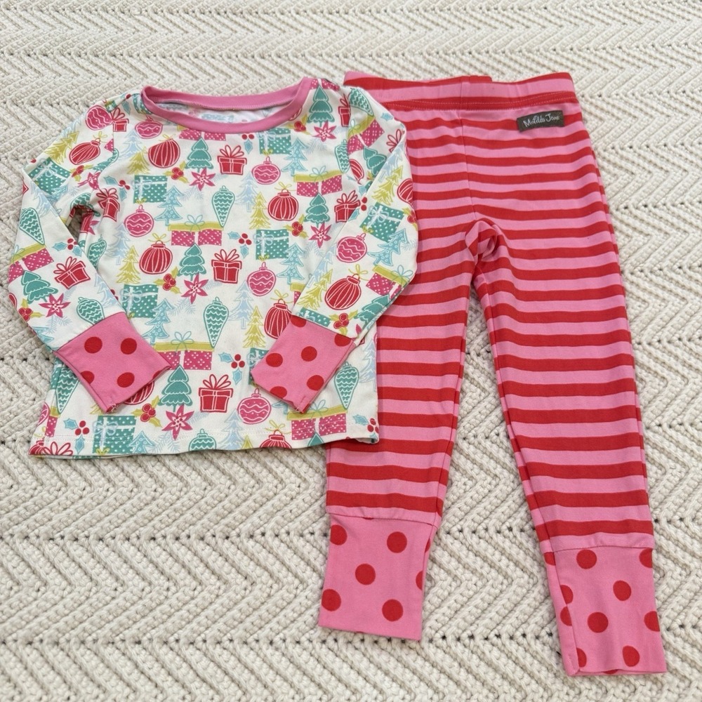 Matilda Jane‎ PJ Set Girls 2 True Gift Pink Holiday Christmas Pajamas Present